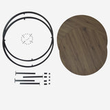 NSdirect Round Coffee Table,36" Coffee Table for Living Room,2-Tier Rustic Wood Desktop with Storage Shelf Modern Design Home Furniture(Light Walnut) NSdirect