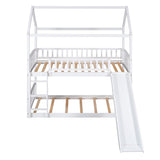Harper & Bright Designs Kids House Bunk Beds with Slide, Wooden Twin Over Twin Bunk Bed Frame with Ladder, Guardrails, Bunk House Bed for Kids, Teens, No Box Spring Needed Harper & Bright Designs