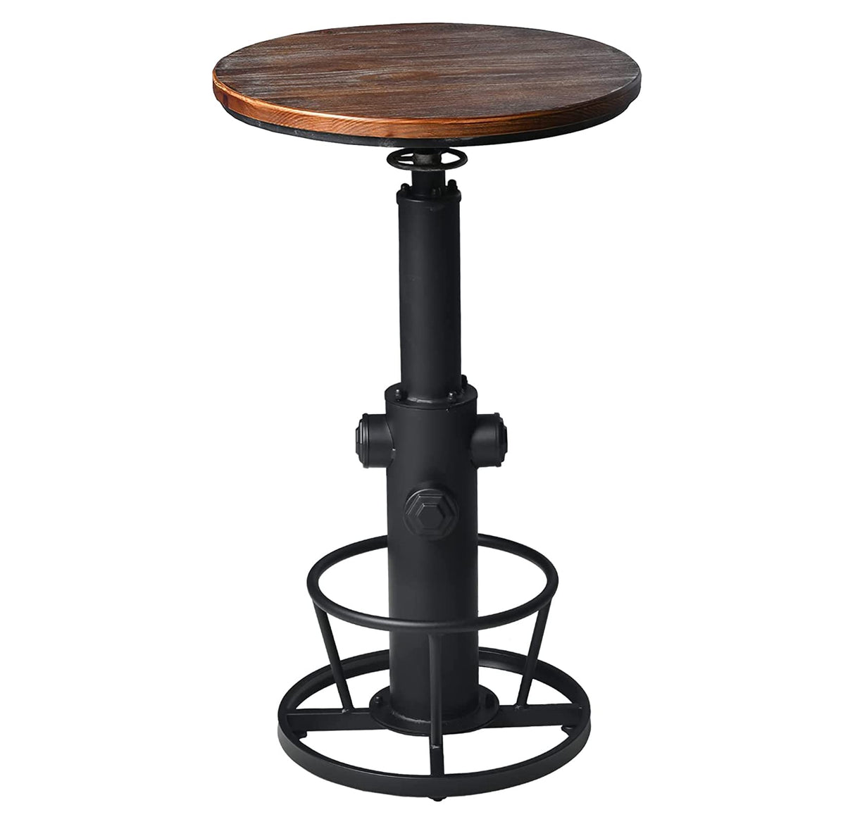 LOKKHAN Industrial Bar Table 38.6"-48.4" Height Adjustable Swivel Round Wood Tabletop 23.7" Dia, Kitchen Dining Office Coffee Bistro Pub Table LOKKHAN