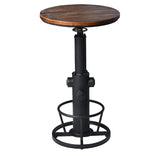 LOKKHAN Industrial Bar Table 38.6"-48.4" Height Adjustable Swivel Round Wood Tabletop 23.7" Dia, Kitchen Dining Office Coffee Bistro Pub Table LOKKHAN
