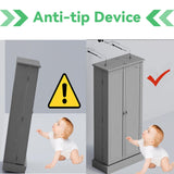 FJTJBSI 50" LED Kitchen Pantry Cabinet Grey Storage Cabinet Food Pantry with Doors and Adjustable Shelves Freestanding Buffet Cupboards Sideboard for Kitchen Living Room and Dinning Room FJTJBSI