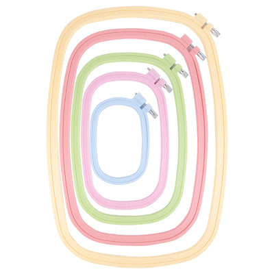 Framendino, 5 Pack Size Square Embroidery Hoops Plastic Cross Stitch Hoop Reusable Frames Rings for DIY Sewing Project(5 Colors2)