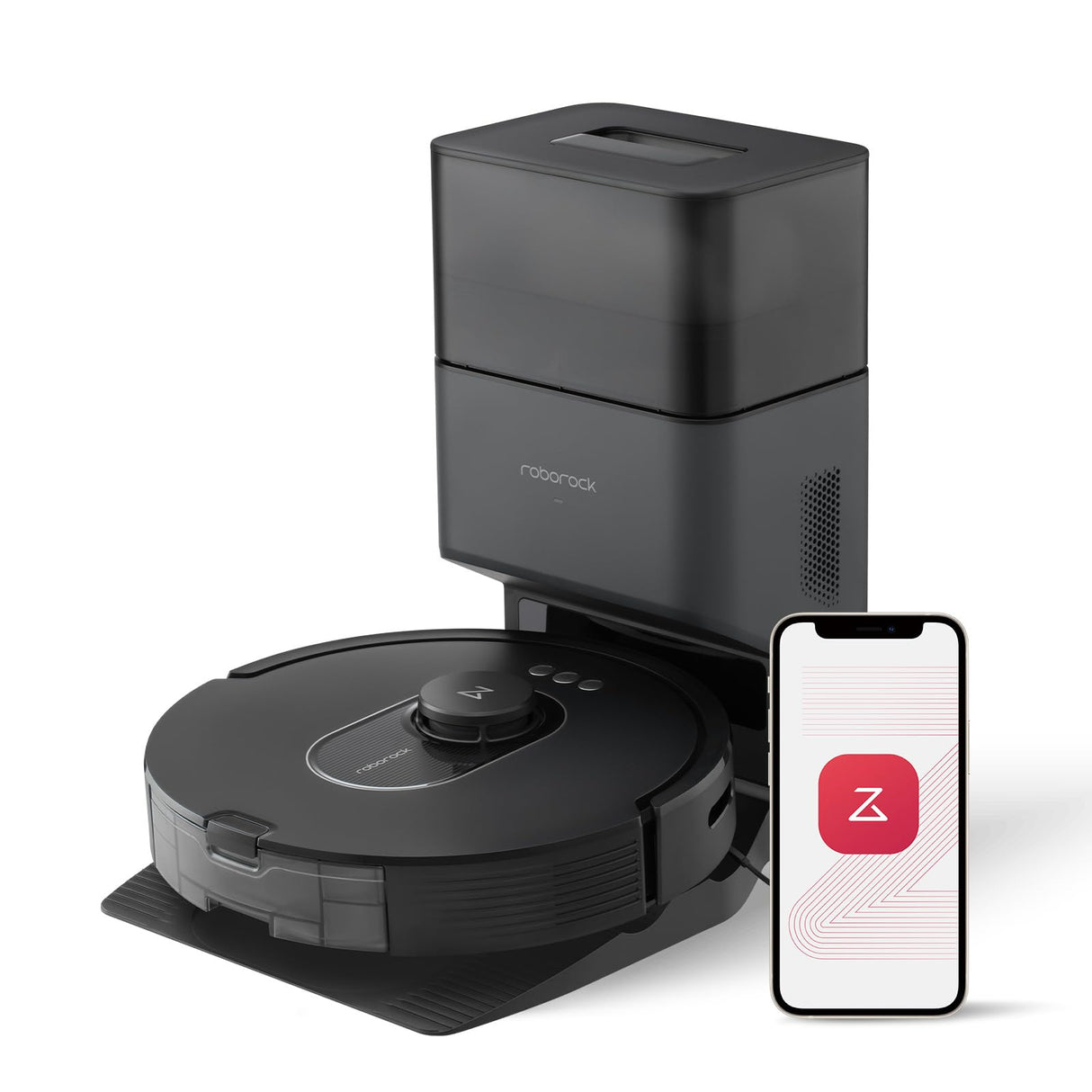 roborock Q5 Max+ Robot Vacuum with Self-Empty Dock, Upgraded from Q5+, 5500 Pa Suction, DuoRoller Brush, Hands-Free Cleaning for up to 7 Weeks, PreciSense LiDAR Navigation, App & Voice Control roborock