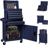 Gornoxblif 5-Drawers Blue Tool Chest, 2-in-1 Mechanic Rolling Tool Box Removable Lockable Tool Storage Cabinet, Metal Tool Cart with Drawers and Wheels for Garage, Workshop Gornoxblif