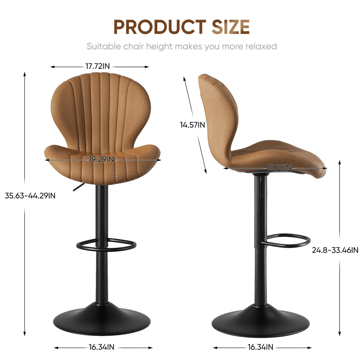 Nalupatio Bar Stools Set of 2 Modern Swivel Bar Chairs, Barstools Counter Height with High Backrest, Easy 3-5 Minute Assembly for Bar, Kitchen, Dining Room Brown Nalupatio