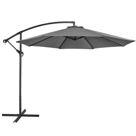 Yaheetech 10FT Patio Offset Umbrella - Cantilever Hanging Outdoor Umbrellas w/UV Protection & 8 Ribs & Handy Crank & Cross Base for Market/Garden/Lawn/Deck/Backyard/Pool - Gray Yaheetech
