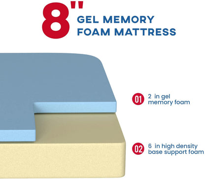 BestMassage Twin Mattress, 8 inch Gel Memory Foam Mattress Queen Size for Cool Sleep & Pressure Relief, Medium Firm Mattresses CertiPUR-US Certified/Bed-in-a-Box/Pressure Relieving,Twin Size