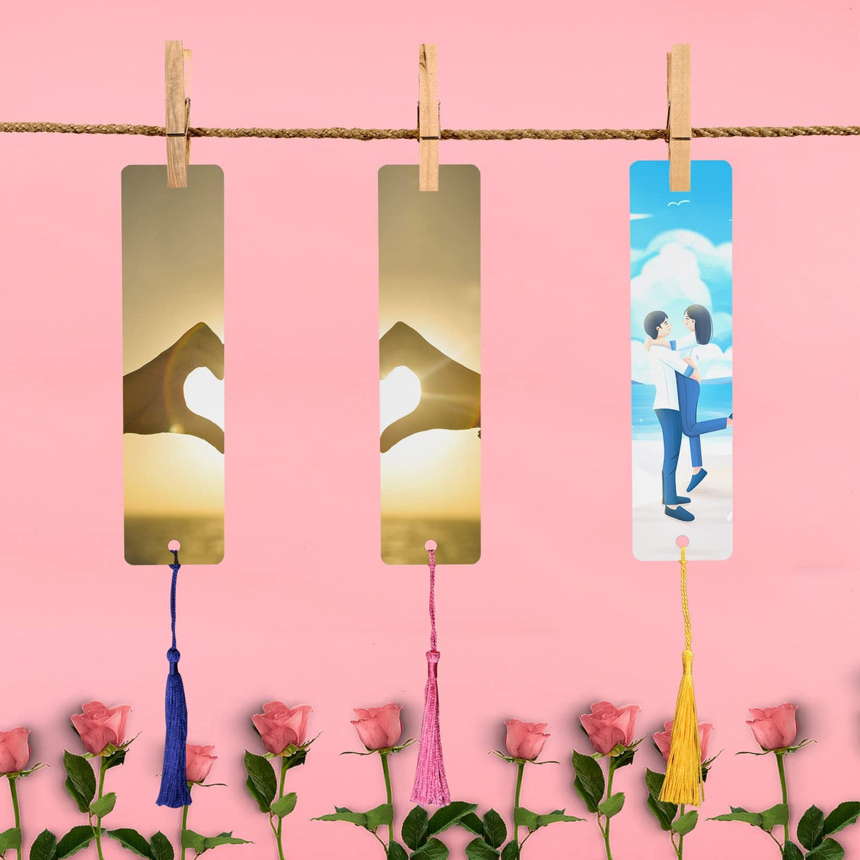 15 Pcs Sublimation Bookmark Blank Heat Transfer Aluminum Metal Bookmarks Bulk DIY Bookmarks with Hole and Colorful Tassels for Crafts,Personalized Tassels Blank GEKIXUTP