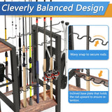 Dobures Fishing Rod Holder, 3-Tier Fishing Pole Rack, Fishing Equipment Organizer Tackle Storage Cart for Garage Organization, Holds up to 12 rods Dobures