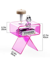 solaround Acrylic Nightstand Side Table Modern Design Clear Home Decor Display End Table for Living Room (Pink) solaround