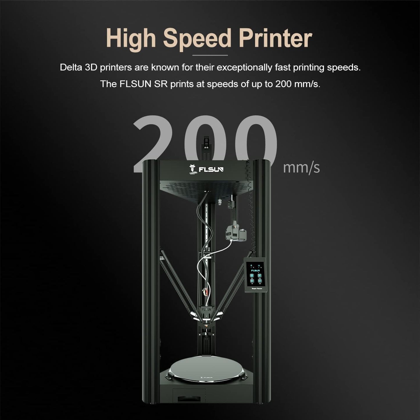 FLSUN Super Racer - 200 mm/s Fast 3D Printer, 2800 + mm/s², FDM Delta 3D Printer with self-Leveling Resume 1.75 PLA DIY 3D Printers Print Size Φ260 x 330 mm. (SR) - WoodArtSupply