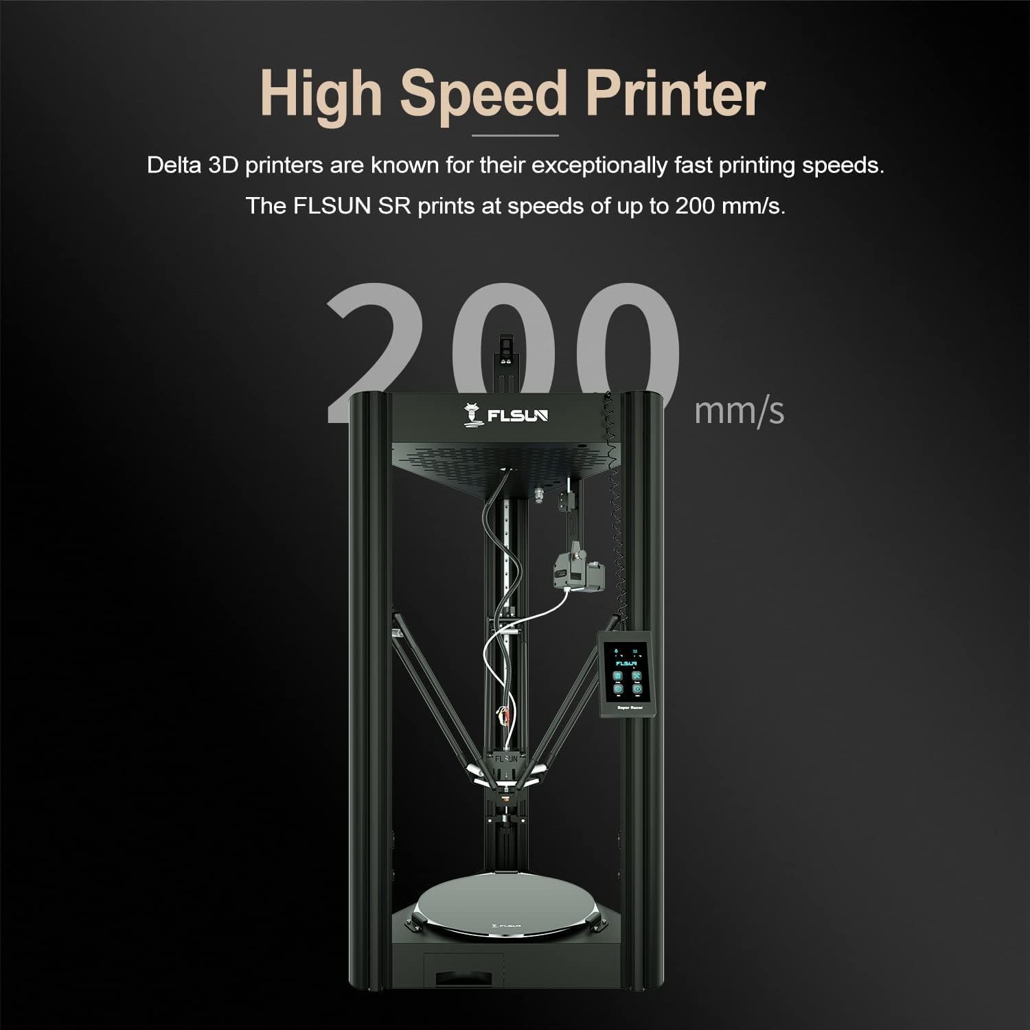 FLSUN Super Racer - 200 mm/s Fast 3D Printer, 2800 + mm/s², FDM Delta 3D Printer with self-Leveling Resume 1.75 PLA DIY 3D Printers Print Size Φ260 x 330 mm. (SR) - WoodArtSupply