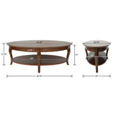 LZAREAL Coffee Table with Storage Oval Solid Wood Coffee Table Antique Farmhosue Living Room Table Rustic Center Table for Living Room Guest Room Reception Room Waiting Room, Brown Walnut Color LZAREAL