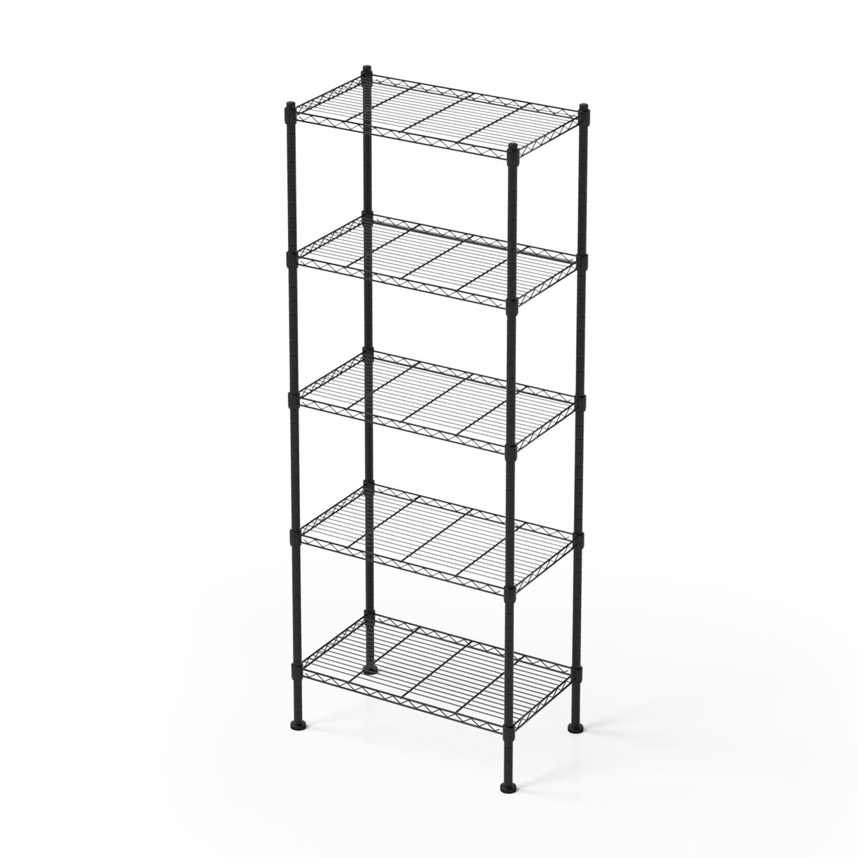 FUXRYTH 5 Tier Shelving Unit, 176 LBS Per Shelf Height Adjustable Narrow Storage Shelves, Heavy Duty Metal Garage Metal Shelves for Kitchen, Restaurant, Pantry, Laundry, 23"x 13.4"x 59", Black FUXRYTH