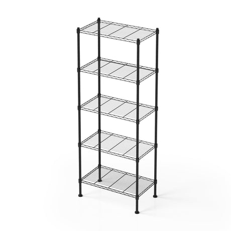FUXRYTH 5 Tier Shelving Unit, 176 LBS Per Shelf Height Adjustable Narrow Storage Shelves, Heavy Duty Metal Garage Metal Shelves for Kitchen, Restaurant, Pantry, Laundry, 23"x 13.4"x 59", Black FUXRYTH