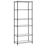 SONGMICS 6-Tier Storage Shelves, Wire Shelving Unit, Kitchen Metal Shelves, Storage Rack with Adjustable Shelves, Shelf Liners, 8 Hooks, for Garage, 11.4 x 23.2 x 63 Inches, Black ULGR066B01 SONGMICS