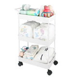 Volnamal Baby Diaper Caddy, Plastic Movable Cart for Newborn Nursery Essentials Diaper Storage Caddy Organizer for Changing Table & Crib, Easy to Assemble, Beige Volnamal