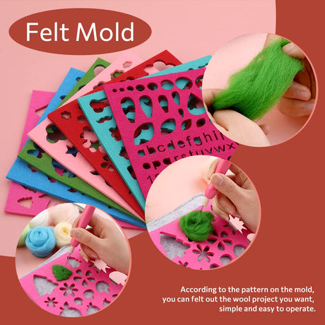 50 Colors Needle Felting Kit, 185 Pcs Needle Felting Tools and Supplies with Wool Roving, Needle Felting Starter Kit for Beginners with Felting Needles, Felting Mad for Diy Hand Craft Home Decoration ZXIIXZ
