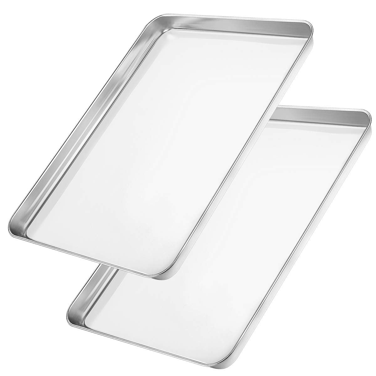 Wildone Baking Sheet Set of 2 - Stainless Steel Cookie Sheet Baking Pan, Size 16 x 12 x 1 inch, Non Toxic & Heavy Duty & Mirror Finish & Rust Free & Easy Clean Wildone
