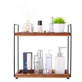 Bathroom Counter Organizer Countertop Storage - 2 Tier Bathroom Countertop Organizers Coffee Bar Organization Acacia Wood Counter Top Organizer Kitchen Spice Rack Vanity Shelf Toilet Vanity Organizers NICEPRING