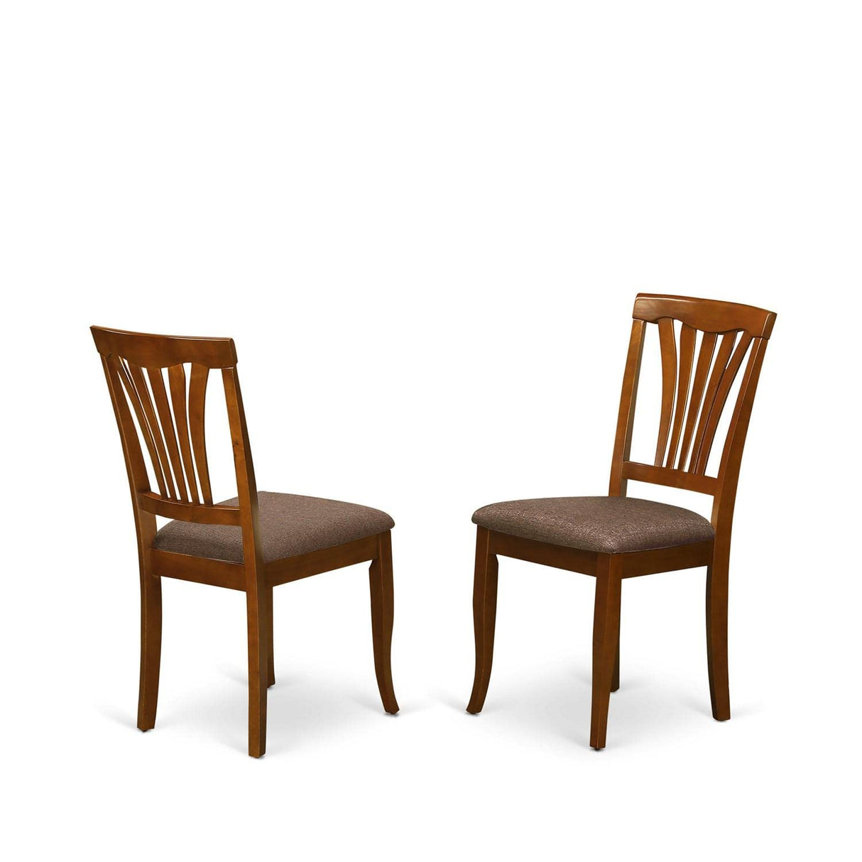 East West Furniture Avon Dining Linen Fabric Upholstered Solid Wood Chairs, Set of 2, Saddle Brown East West Furniture