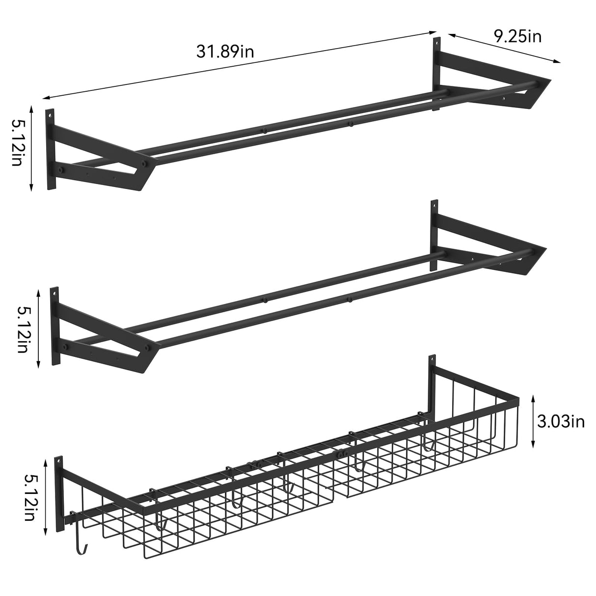 YBING Sports Equipment Organizer with 3 Separate Shelf, Ball Racks for Garage, Garage Sport Equipment Organizer with Hooks,Wall Mount Sports Holder Storage, Black YBING
