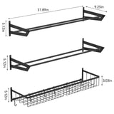 YBING Sports Equipment Organizer with 3 Separate Shelf, Ball Racks for Garage, Garage Sport Equipment Organizer with Hooks,Wall Mount Sports Holder Storage, Black YBING