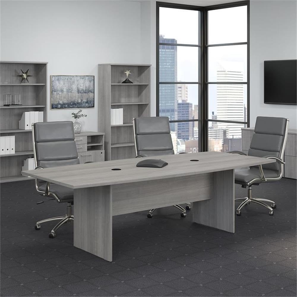 Bush Furniture UrbanPro Conference Table with Wood Base in Platinum Gray - Engineered Wood Bush Business Furniture