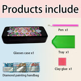 BAYUNOE Eye Glass Case Diamond Art Painting Portable Unisex Protective Case DIY Art Craft for Sunglasses Glasses Storage Box-Flower07 BAYUNOE