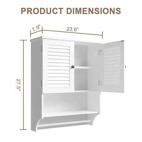 ChooChoo Medicine Cabinet, Bathroom Wall Cabinet, 2 Doors Over The Toilet Space Saver Storage Cabinet with Large Space, White ChooChoo