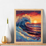 Natuyalo Paint by Numbers for Adults - DIY Adult Paint by Number Kits Painting on Canvas Sea Wave Painting by Numbers for Beginners, Sunset Seascape Art Craft Kits for Adults (16x20 Inch) Natuyalo