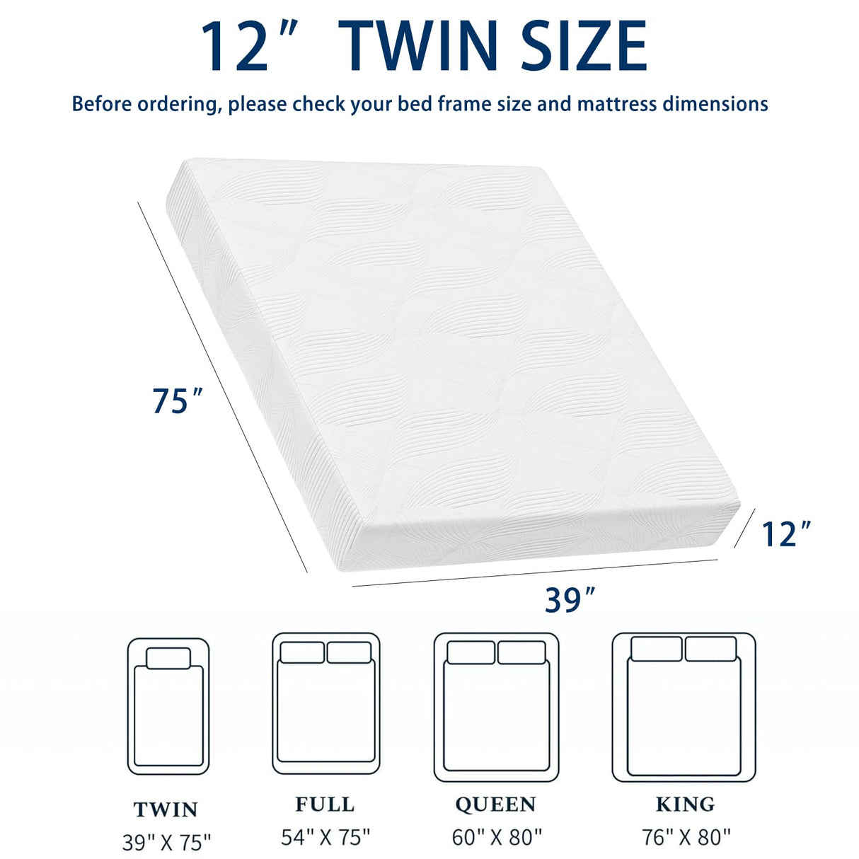 FTOPBTB 12 Inch Twin Size Mattress, Cooling Gel Memory Foam Medium Firm Mattress, Breathable Pressure Relief, CertiPUR-US Certified Foam, Mattress-in-a-Box, No Fiberglass (12 Inch, Twin) FTOPBTB