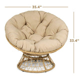 Milliard Wicker Papasan Chair with 360-degree Swivel, Tan Cushion and Natural Color Frame. Indoor and Outdoor Use Milliard