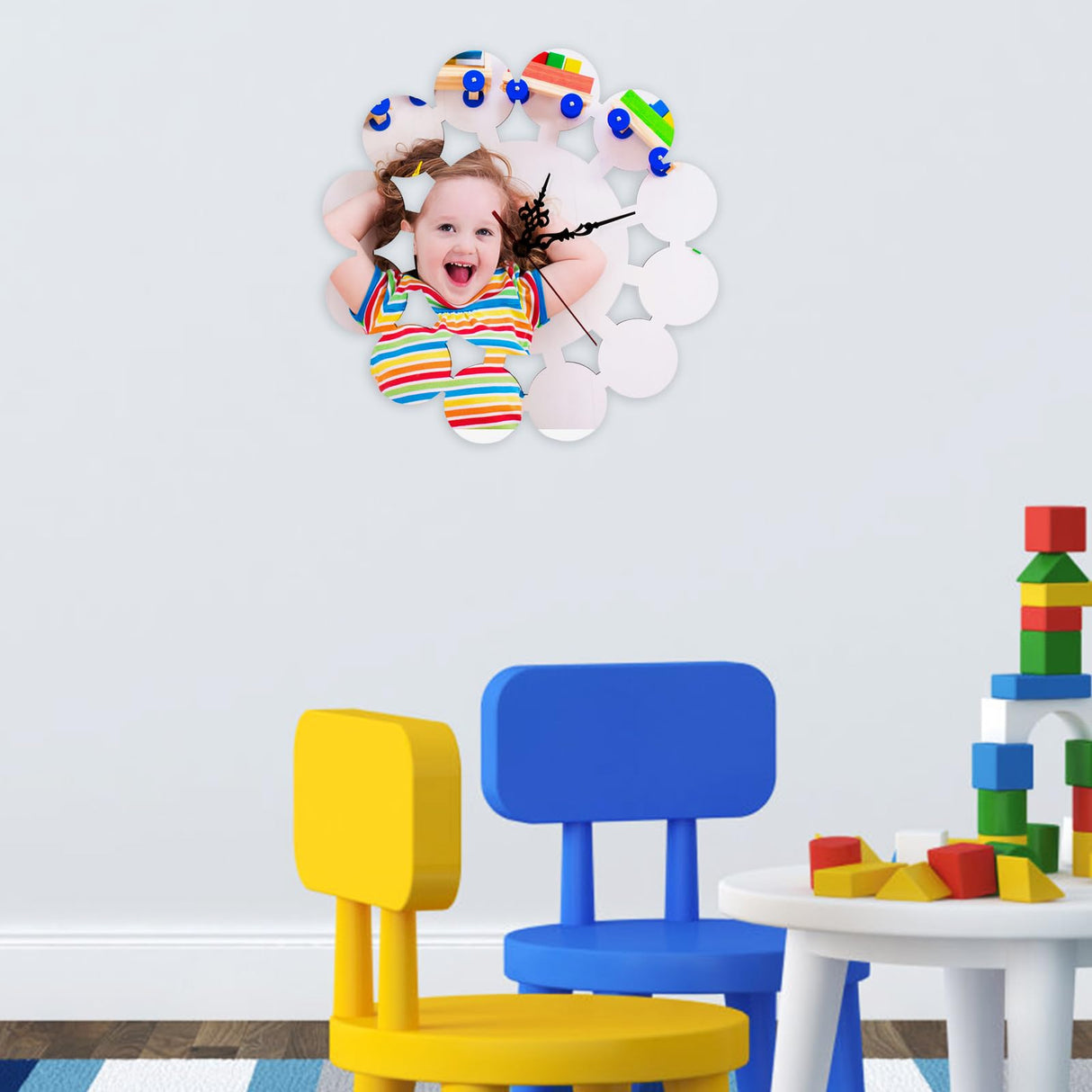 TEHAUX Sublimation Wall Clock Round Wall Clock Sublimation Clock Blank Sublimation Alarm Clocks Heat Press Blank Clock Non-Ticking Wall Clocks 3D Wall Clock Child Puzzle Hot Pressing TEHAUX