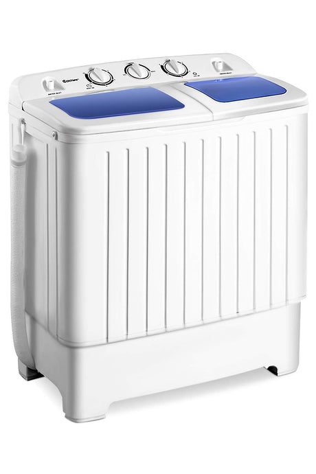 Giantex Portable Mini Compact Twin Tub Washing Machine 20lbs Washer Spain Spinner Portable Washing Machine, Blue+ White Giantex