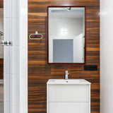 H-A Bathroom Medicine Cabinet with Mirror Solid Wood Framed Bathroom Mirror Cabinet with Storage Wall Mounted Recessed Available 16"x 24" (Brown) H-A