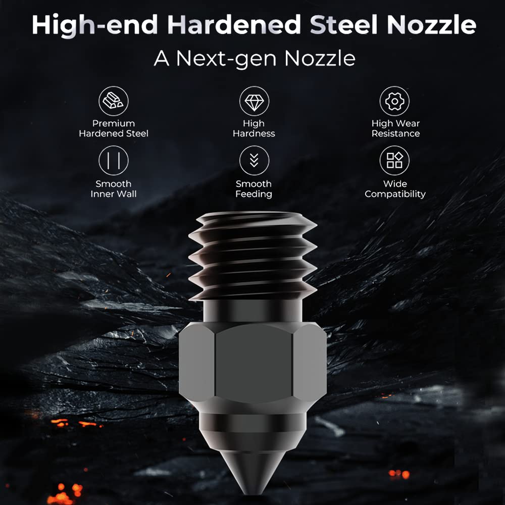 Creality 3D Printer Nozzles Kit, 8PCS High-end Hardened Steel Printer Nozzles with 4 Sizes, 0.25/0.4/0.6/0.8mm Hotend Nozzles for Ender 3/Ender 3 V2/Ender 3 Pro/Ender 3 Max/Ender 5 Series/CR 10 Series Creality