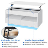 HOMMPA Lift Top Coffee Table with Storage LED Coffee Table Morden High Gloss Black Living Room 4 Tiers Modern Tea Table with Storage Center Tables Hidden Compartment & 2 Open Shelve & 2 Drawers HOMMPA