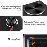 CUSIMAX Hot Plate, Single Burner Electric Cooktop, 1500W Electric Burner Hot Plate for Cooking with Adjustable Temperature, Portable Countertop Burner Stainless Steel, Black, New Model CUSIMAX