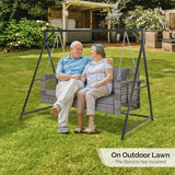 VINGLI 4 FT Rattan Porch Swing Outdoor Support 800 LBS with Cushions & Adjustable Chains, Patio Wicker Swing Bench Chair for Garden, Yard, Lawn, Tree, Grey VINGLI