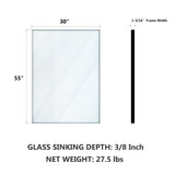 VocalStar 55 x 30 Inch Black Bathroom Mirror for Wall, Square Corner Rectangle Black Metal Framed Bathroom Vanity Mirror Modern Farmhouse, 1/4-inch Shatterproof Glass | Ultra-Flush Hanging VocalStar