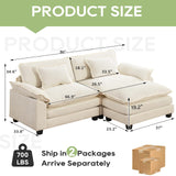 Oprisen 86" Modular Sectional Sofa, Comfy Cloud Couch Sectional Sofa with Ottoman, Chenille Sofa Sleeper Deep Seat Sofa with Throw Pillows for Living Room (Beige White, 86"- L Shape) Oprisen