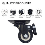 Htudcoue 2 Inch Wheel Casters,Set of 4 Heavy Duty Casters,with Brake,No Noise Locking Polyurethane (PU) Wheels, for Furniture and Workbench Load 800lbs Htudcoue