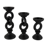 Deco 79 Wooden Decorative Candle Holder Chain Link Candle Stand, Set of 3 Candlestick Holder 13", 11", 9" H, Black Deco 79