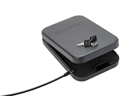 SnapSafe Portable Lock Box for Guns and Valuables – Includes Lock Box, 2 Keys and Patented Security Cable – An Ideal Car Gun Safe – Large, Black, 9.5 x 6.5 x 1.75 Inches SnapSafe