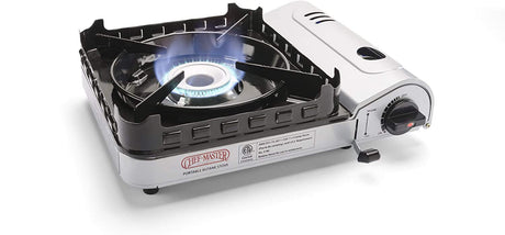Chef Master 15,000 BTU Output Portable Butane Camping Stove, Peizo Click Ignition, Double Wind-Guard Portable Stove Burner for Emergencies, Tailgating, Hiking, Backpacking & Camping Essentials - 90019 Chef Master