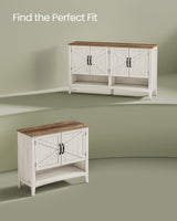 VASAGLE Shoe Cabinet, 3-Tier Shoe Storage Organizer, Farmhouse Freestanding Cabinet with Height-Adjustable Shelf, 13.8 x 31.5 x 27.6 Inches, Entryway, Rustic White ULBC038W01 VASAGLE