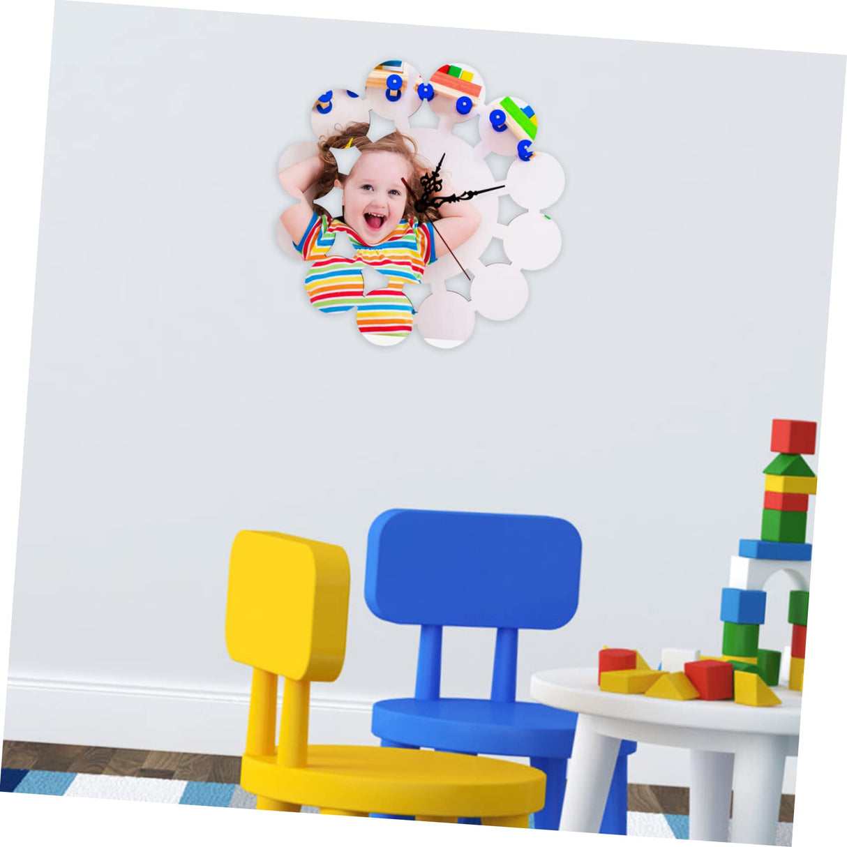 TEHAUX Sublimation Wall Clock Heat Transfer Craft Puzzle Heat Transfer Clock Heat Press Blank Clock Sublimation Hanging Wall Clock Bedroom Wall Clock Kid Clock Child Alarm Clock Round TEHAUX