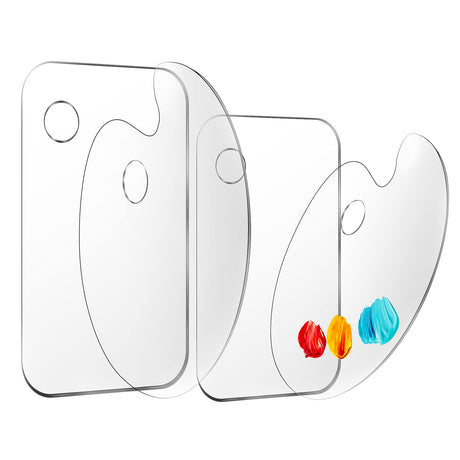 Sweaty Pony 4PCS Paint Pallet Clear Premium Acrylic Paint Palette, Easy Clean Transparent Non-Stick Acrylic Pallet, for Oil Watercolor DIY Craft Paint Tray Palette Sweaty Pony