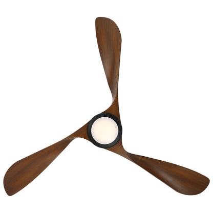 WAC Smart Fans Swirl Indoor and Outdoor 3-Blade Smart Home Ceiling Fan 54in Matte Black Koa with 3000K LED Light Kit and Remote Control works with Alexa and iOS or Android App